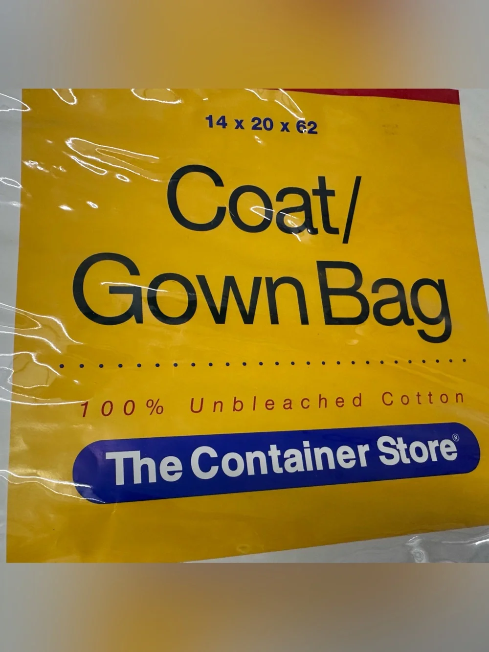 The Container Store Canvas Coat/Gown Storage Bag 14” deep x 20” wide x 62” long